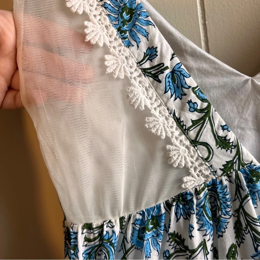 Eddy Clark Floral Maxi Boho Dress Medium Blue & White NWT - Picture 8 of 13